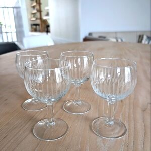 Set of 4 Small Etched Wine Glasses